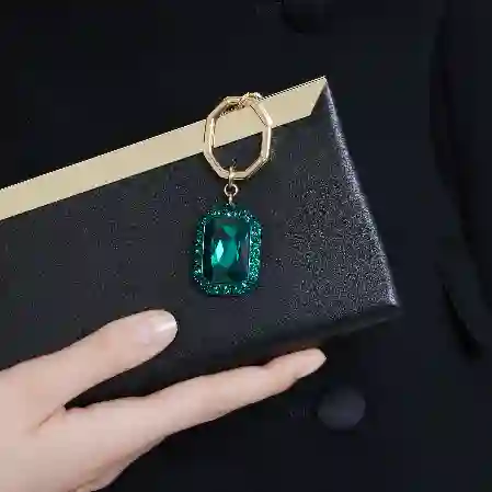Resim Anahtarlık, Sekizgen kesim, Yeşil, Karışık metal yüzey