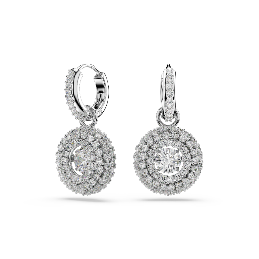 Resim Sublima drop earrings Round cut, White, Rhodium plated