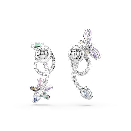 Resim Ariana Grande x Swarovski Kulak gömlekli damla küpe, Karışık kesimler, Yusufçuk, çiçek, Çok renkli, Rodyum kaplama