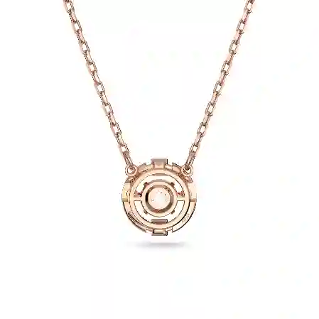 Resim Swarovski Sparkling Dance Kolye, Yuvarlak kesim, Beyaz, Pembe altın rengi kaplama