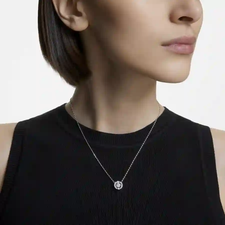Resim Swarovski Sparkling Dance Kolye, Yuvarlak kesim, Beyaz, Rodyum kaplama