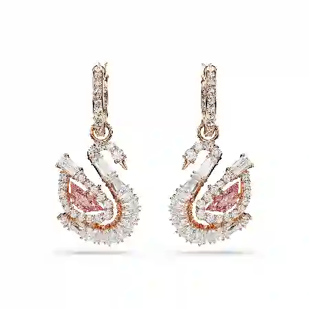 Resim Swan damla küpeler, Pavé, Kuğu, Pembe