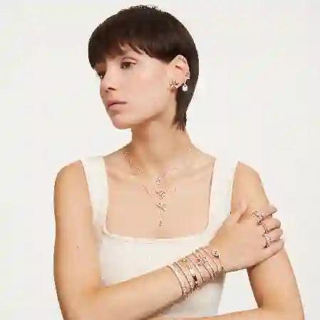 Resim Constella Yüzük, Set (2), Yuvarlak kesim, Beyaz, Pembe altın rengi kaplama