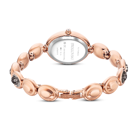 Resim Imber oval Saat, İsviçre Üretimi, Metal bileklik, Siyah, Pembe altın rengi yüzey