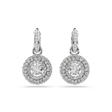 Resim Sublima drop earrings Round cut, White, Rhodium plated