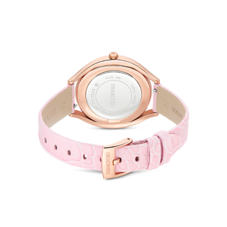 Resim Crystalline aura Saat, İsviçre Üretimi, Deri kayış, Pembe, Pembe altın rengi yüzey