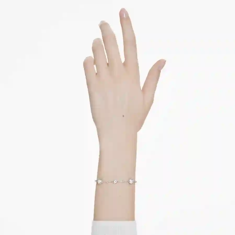 Resim Imber Bileklik, Yuvarlak kesim, Beyaz, Rodyum kaplama
