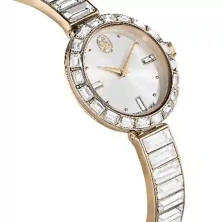 Resim Matrix Bangle Saat, İsviçre Üretimi, Kristal bileklik, Beyaz, Pembe altın rengi yüzey