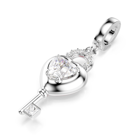 Resim Idyllia Charm, Karışık kesimler, Anahtarlı kalp, Beyaz, Rodyum kaplama