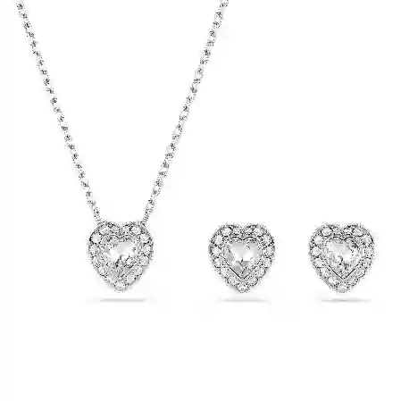 Resim Ariana Grande x Swarovski Set, Karışık kesimler, Kalp, Beyaz, Rodyum kaplama