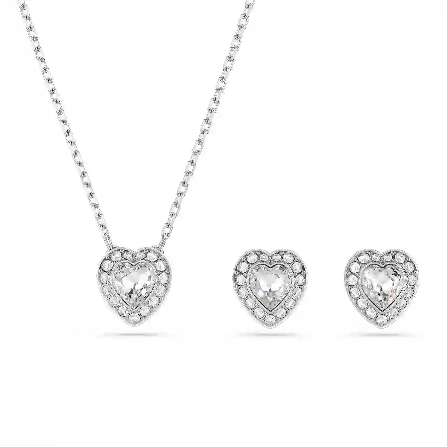 Resim Ariana Grande x Swarovski Set, Karışık kesimler, Kalp, Beyaz, Rodyum kaplama