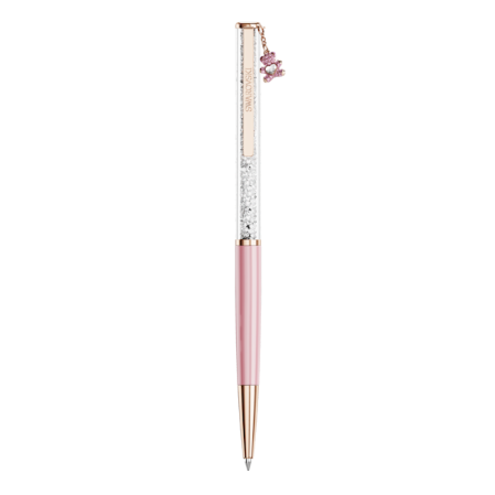 Resim Crystalline Tükenmez Kalem, Ayıcık, Pembe, Pembe lakeli, pembe altın rengi kaplama