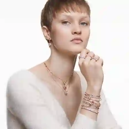 Resim Vittore Yüzük, Damla kesim, Beyaz, Pembe altın rengi kaplama