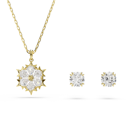 Resim Magic Set, Set (2), Karışık kesim, Kar tanesi, Beyaz, 18k altın rengi yüzey