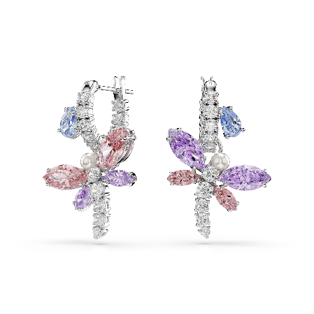 Resim Ariana Grande x Swarovski damla küpeler, Karışık kesimler, Yusufçuk, Çok renkli, Rodyum kaplama