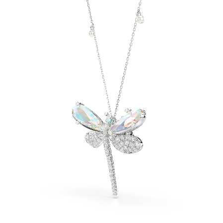 Resim Ariana Grande x Swarovski Kolye ve broş, Karışık kesimler, Yusufçuk, Yeşil, Rodyum kaplama