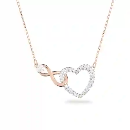 Resim Swarovski Infinity Kolye, Sonsuzluk ve kalp, Beyaz, Karışık metal yüzey