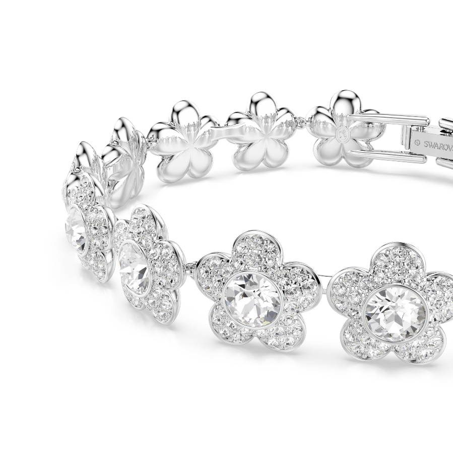 Resim Ariana Grande x Swarovski Bileklik, Yuvarlak kesim, Çiçek, Beyaz, Rodyum kaplama