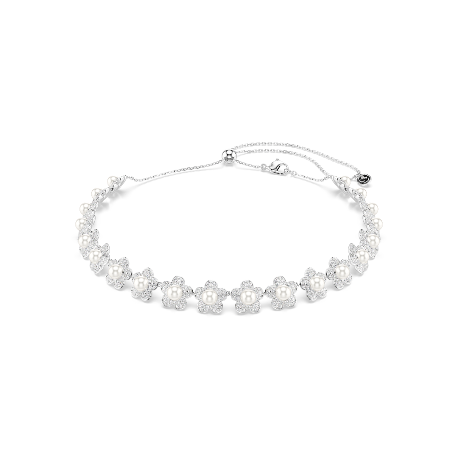 Resim Ariana Grande x Swarovski Gerdanlık, Kristal inci, Yuvarlak kesim, Beyaz, Rodyum kaplama