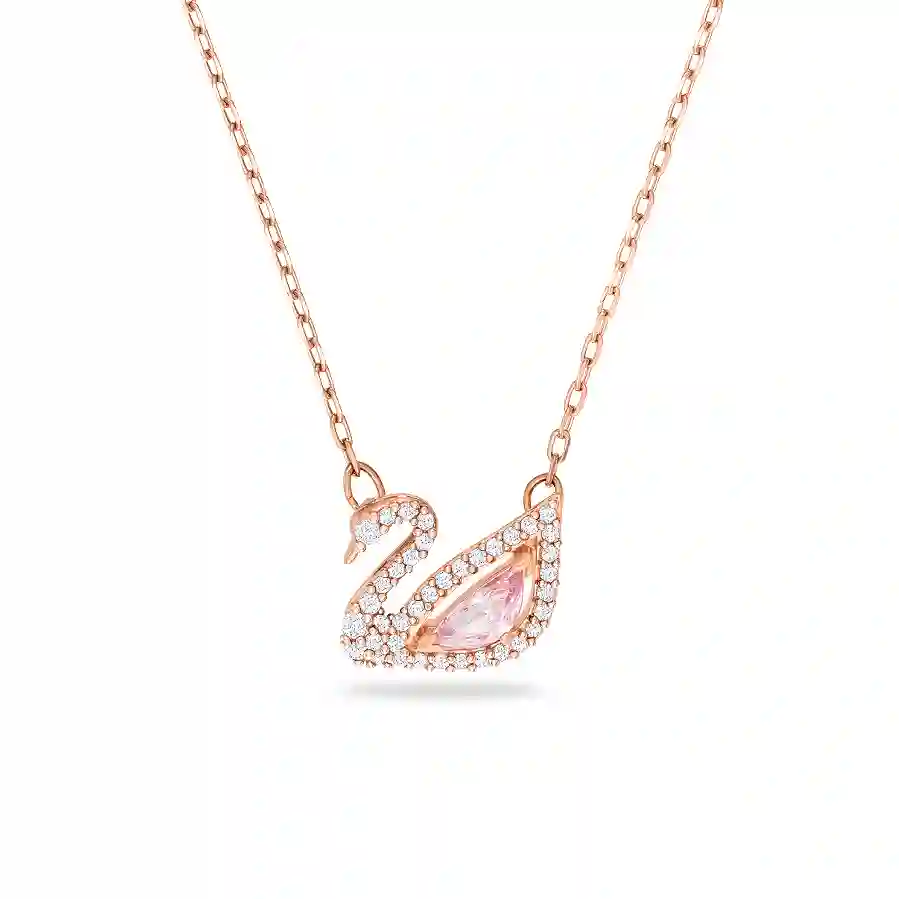 Resim Dazzling Swan Kolye, Kuğu, Pembe, Pembe altın rengi kaplama