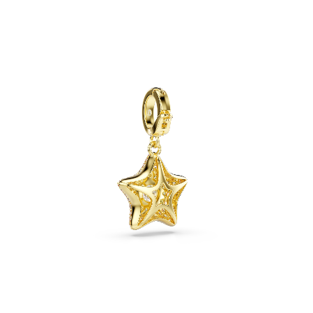 Resim Sublima Charm, Yuvarlak kesim, Yıldız, Sarı, 18k altın rengi yüzey