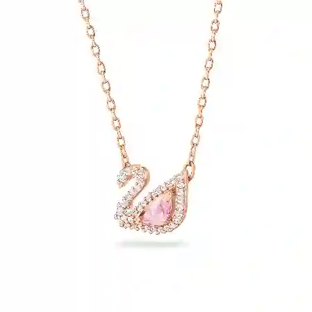 Resim Dazzling Swan Kolye, Kuğu, Pembe, Pembe altın rengi kaplama