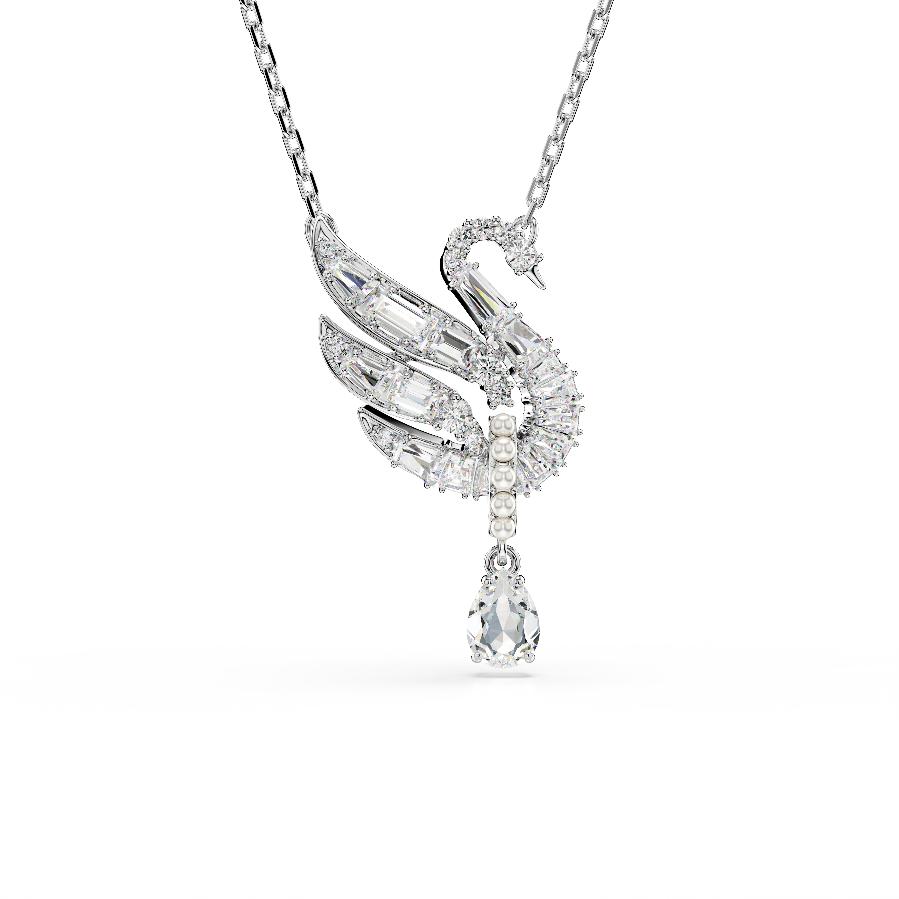 Resim Swan Vienna Kolye, Kuğu, Beyaz, Rodyum kaplama