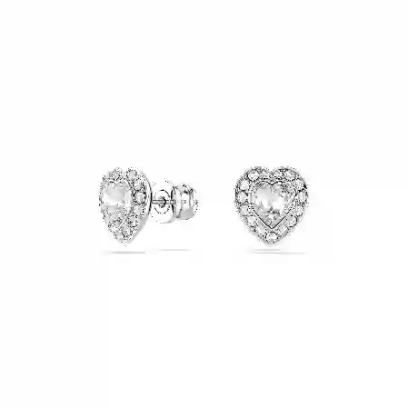 Resim Ariana Grande x Swarovski düğme Küpeler, Karışık kesimler, Kalp, Beyaz, Rodyum kaplama