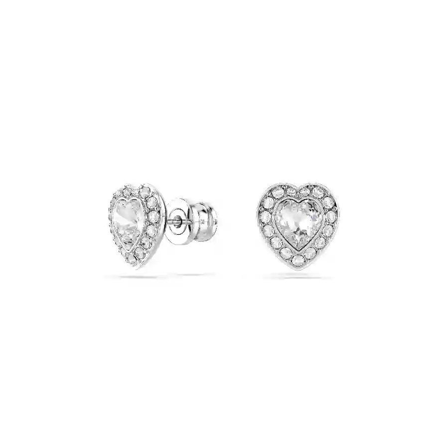 Resim Ariana Grande x Swarovski düğme Küpeler, Karışık kesimler, Kalp, Beyaz, Rodyum kaplama