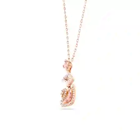 Resim Dazzling Swan Kolye, Kuğu, Pembe, Pembe altın rengi kaplama