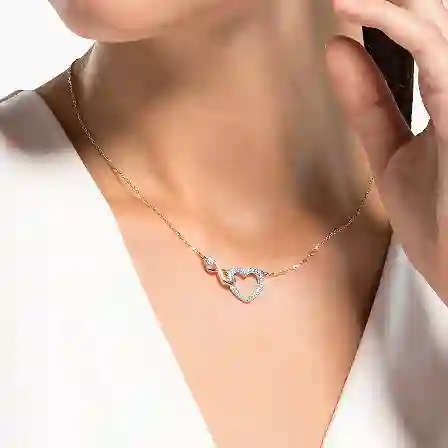 Resim Swarovski Infinity Kolye, Sonsuzluk ve kalp, Beyaz, Karışık metal yüzey