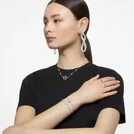 Resim Constella Kokteyl Yüzüğü, Yuvarlak kesim, Pavé, Beyaz, Rodyum kaplama