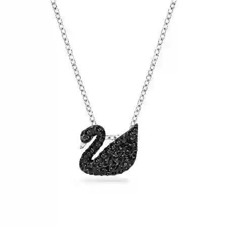 Resim Swan Kolye Ucu, Kuğu, Küçük, Siyah, Rodyum kaplama