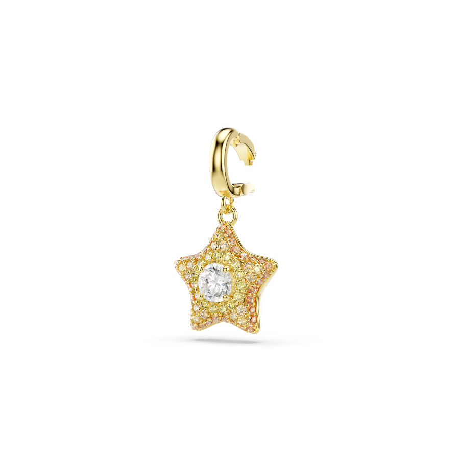 Resim Sublima Charm, Yuvarlak kesim, Yıldız, Sarı, 18k altın rengi yüzey