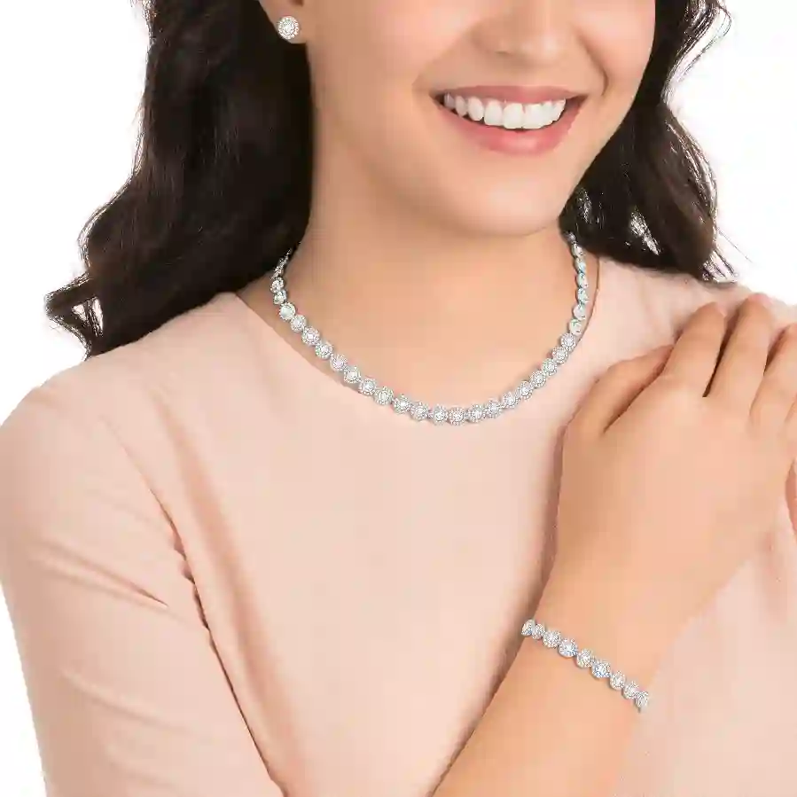 Resim Angelic Set, Yuvarlak kesim, Beyaz, Rodyum kaplama