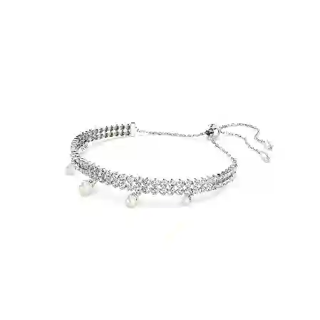 Resim Ariana Grande x Swarovski Bileklik, Kristal inci, Yuvarlak kesim, Beyaz, Rodyum kaplama