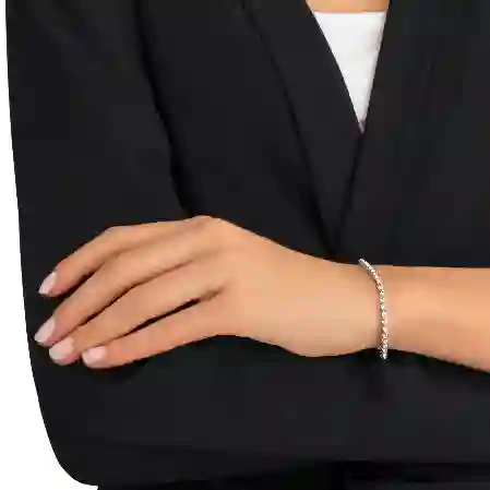 Resim Emily Tennis bileklik, Yuvarlak kesim, Beyaz, Rodyum kaplama
